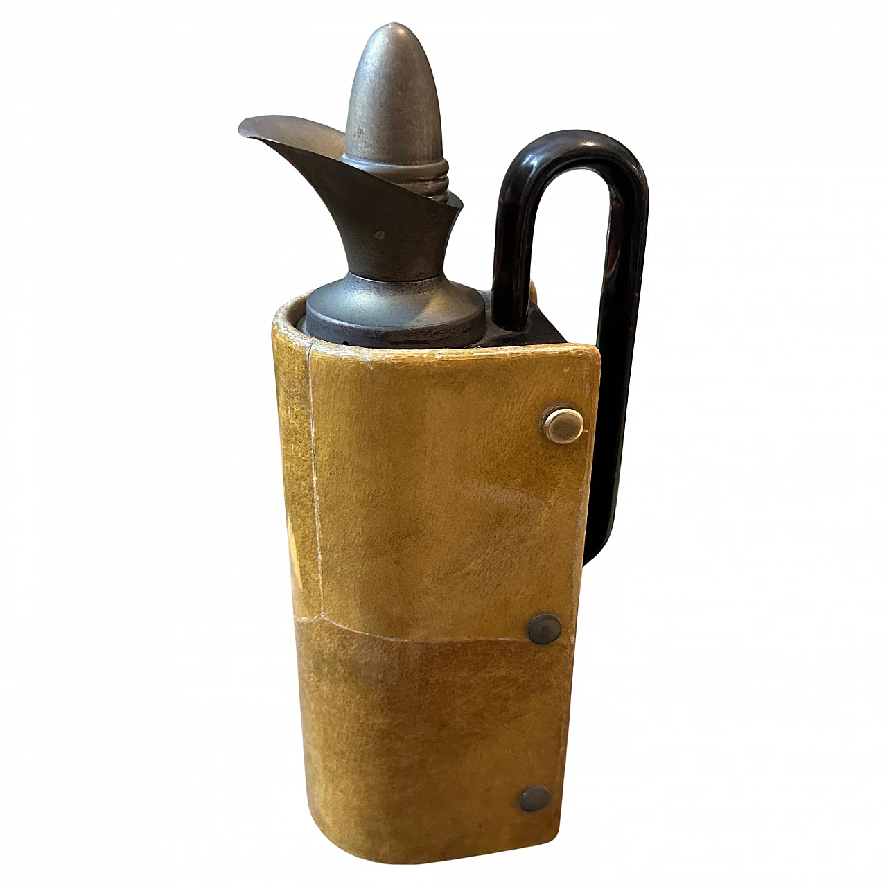 Goatskin and brass thermos jug by Aldo Tura, 1950s 1