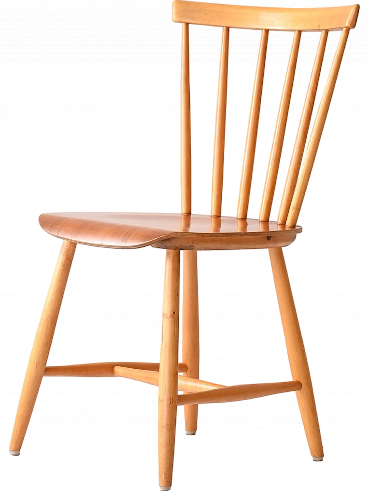 Scandinavian Pinnstolar birch chair with teak seat, 1960s 9