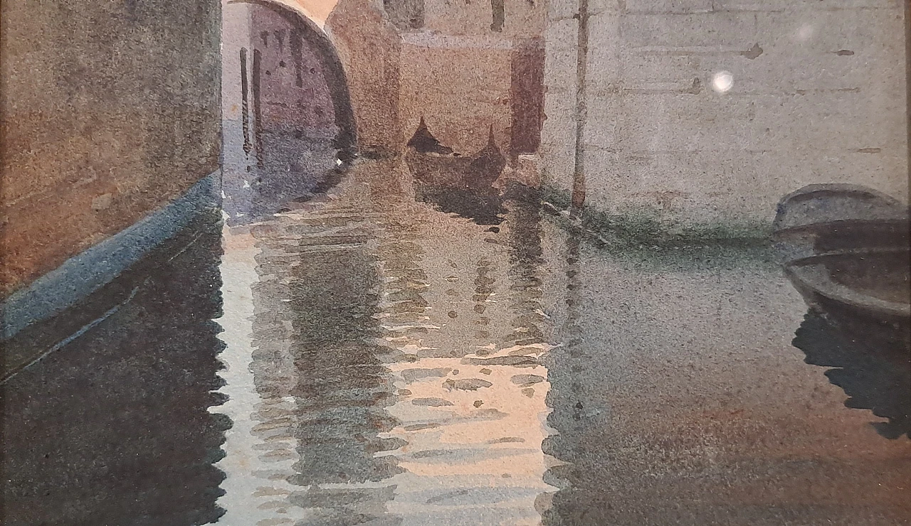 Eugenio Benvenuti, Scorcio di Venezia, acquerello, primi '900 5