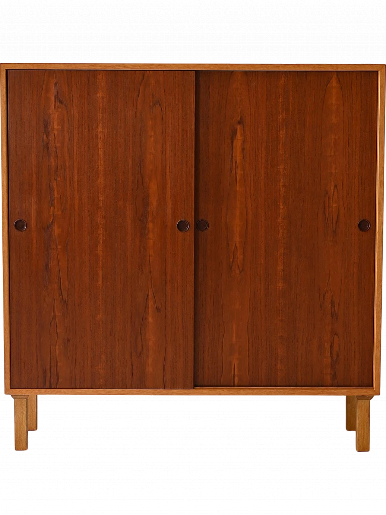 Scandinavian oak bookcase with sliding teak doors, 1960s 15