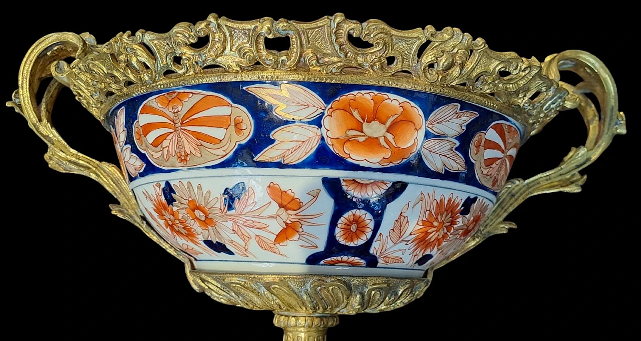 Imari ceramic centerpiece with bronze decoration, 19th century 8