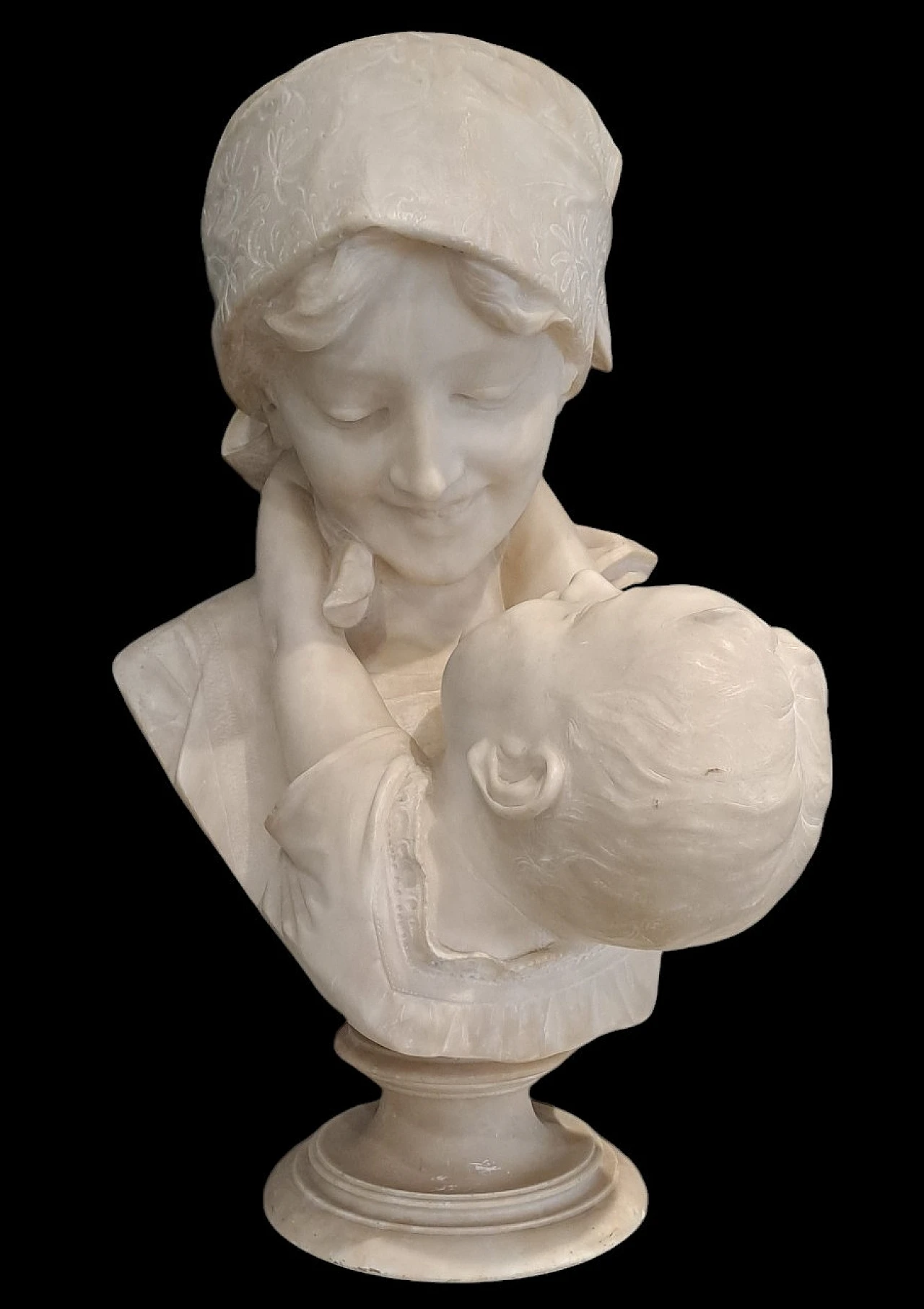 Antonio Frilli, Amore Materno, alabaster sculpture, early 20th c. 1