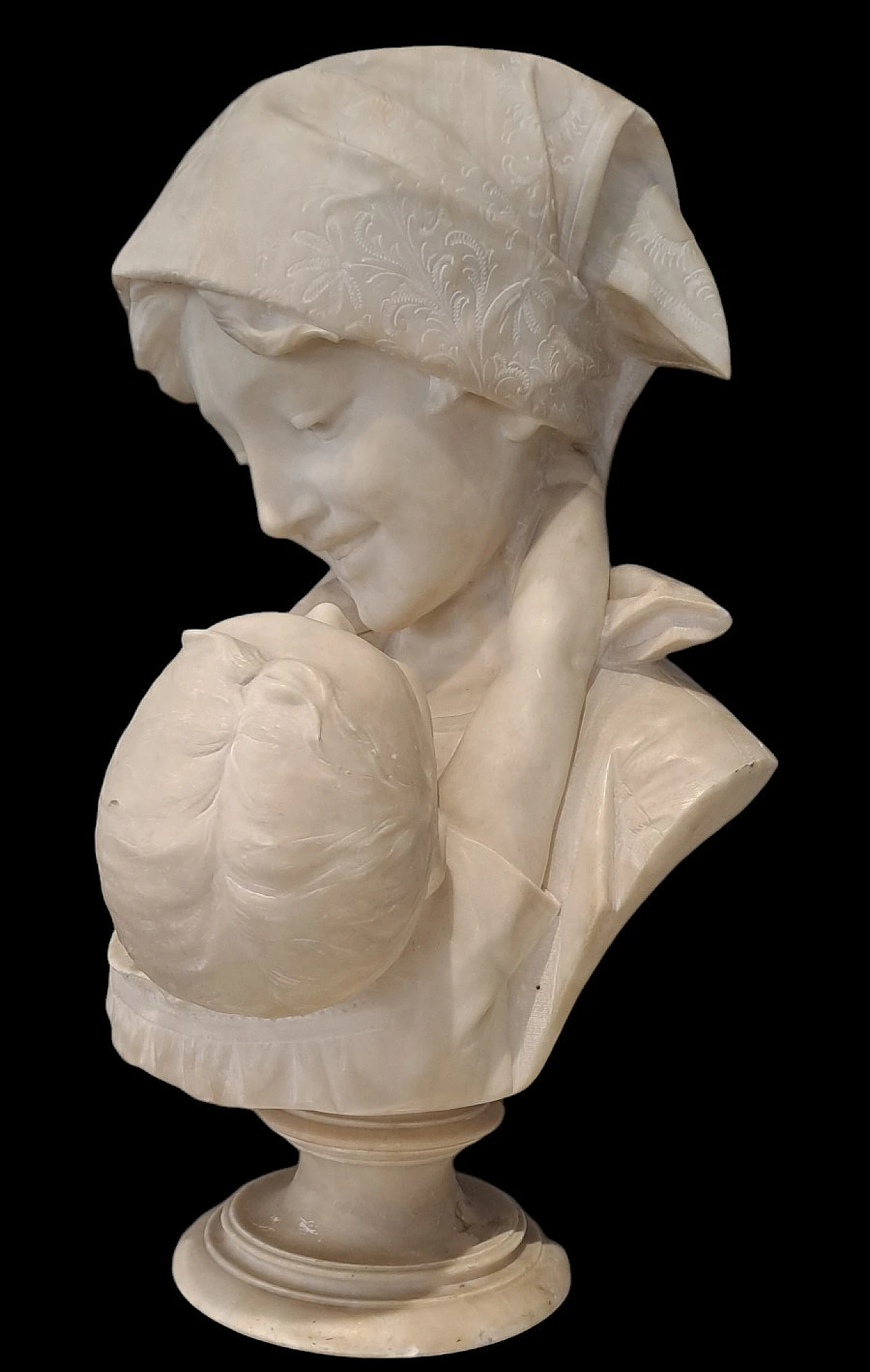 Antonio Frilli, Amore Materno, alabaster sculpture, early 20th c. 2