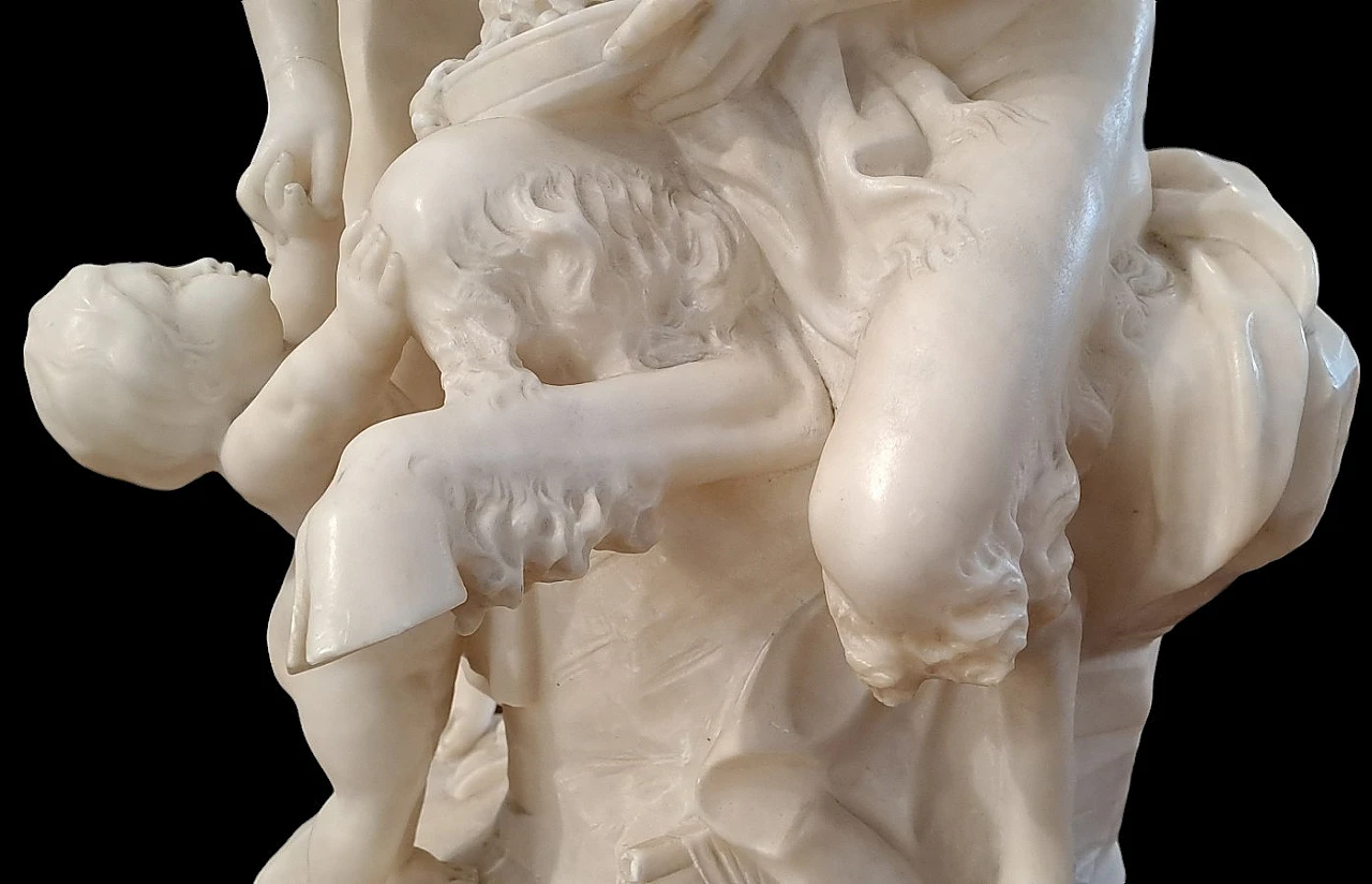 French alabaster sculpture with Satir Bachant and children, 19th c. 7