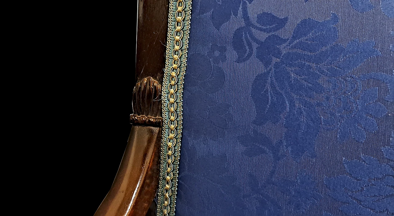 Pair of French Empire armchairs in blu fabric, 19th century 6