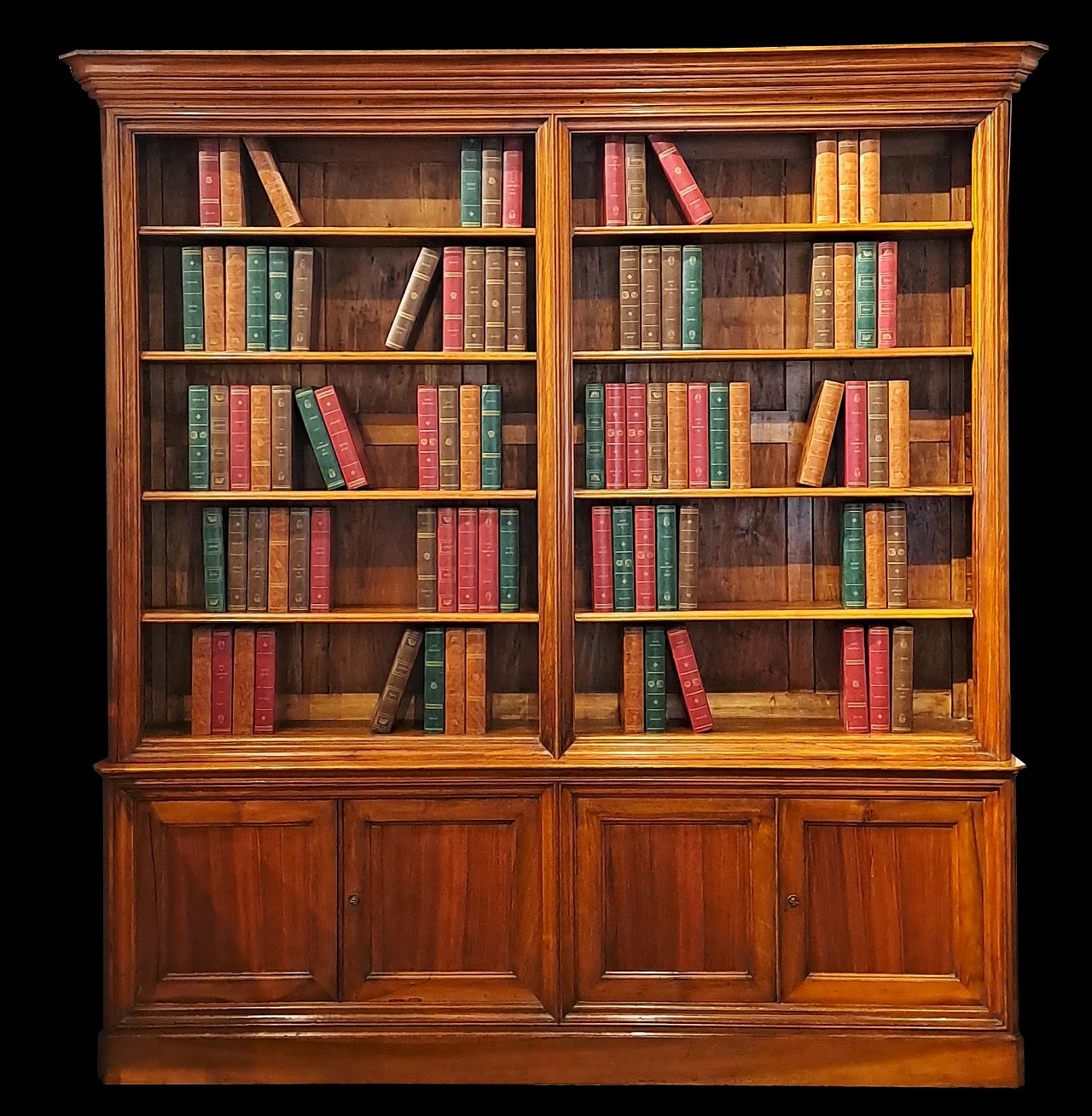 Large Piemontese bookcase in solid walnut, 19th century 1