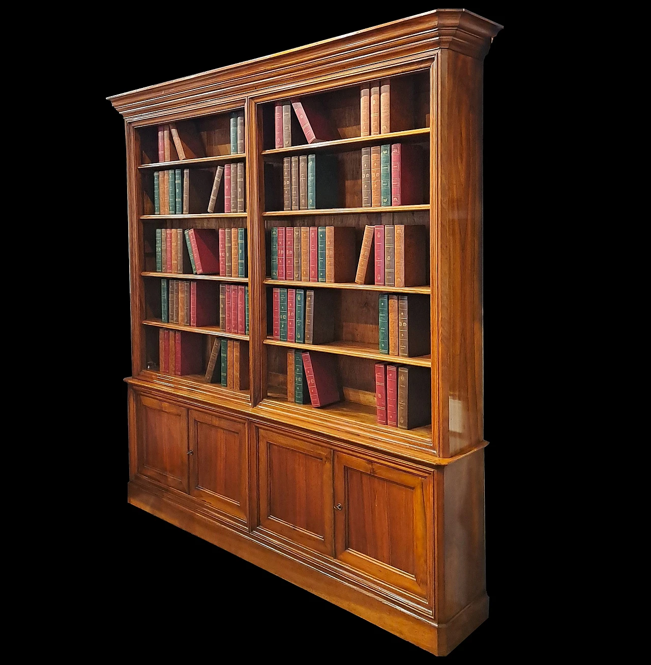 Large Piemontese bookcase in solid walnut, 19th century 2