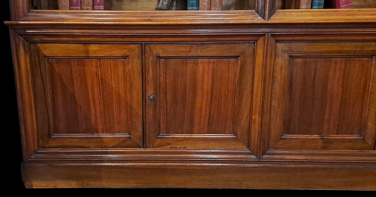 Large Piemontese bookcase in solid walnut, 19th century 3