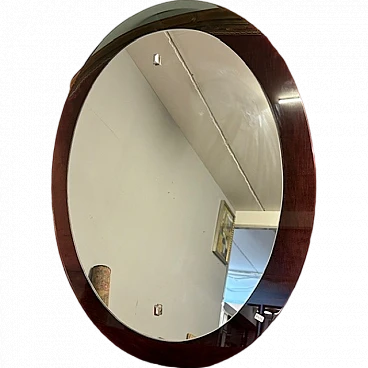 Oval mirror with green glass frame, 1970s