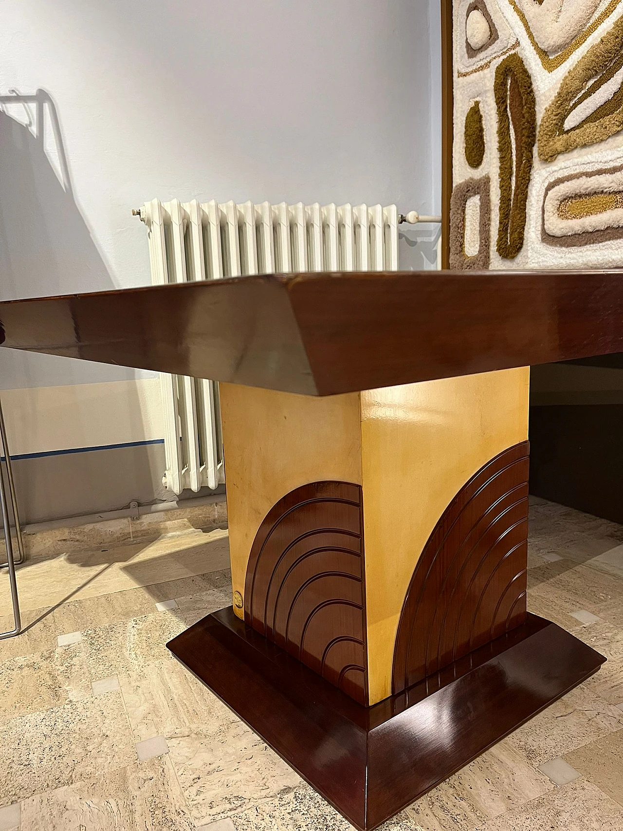 Mahogany and parchment table by Luciano Frigerio, 1960s 1