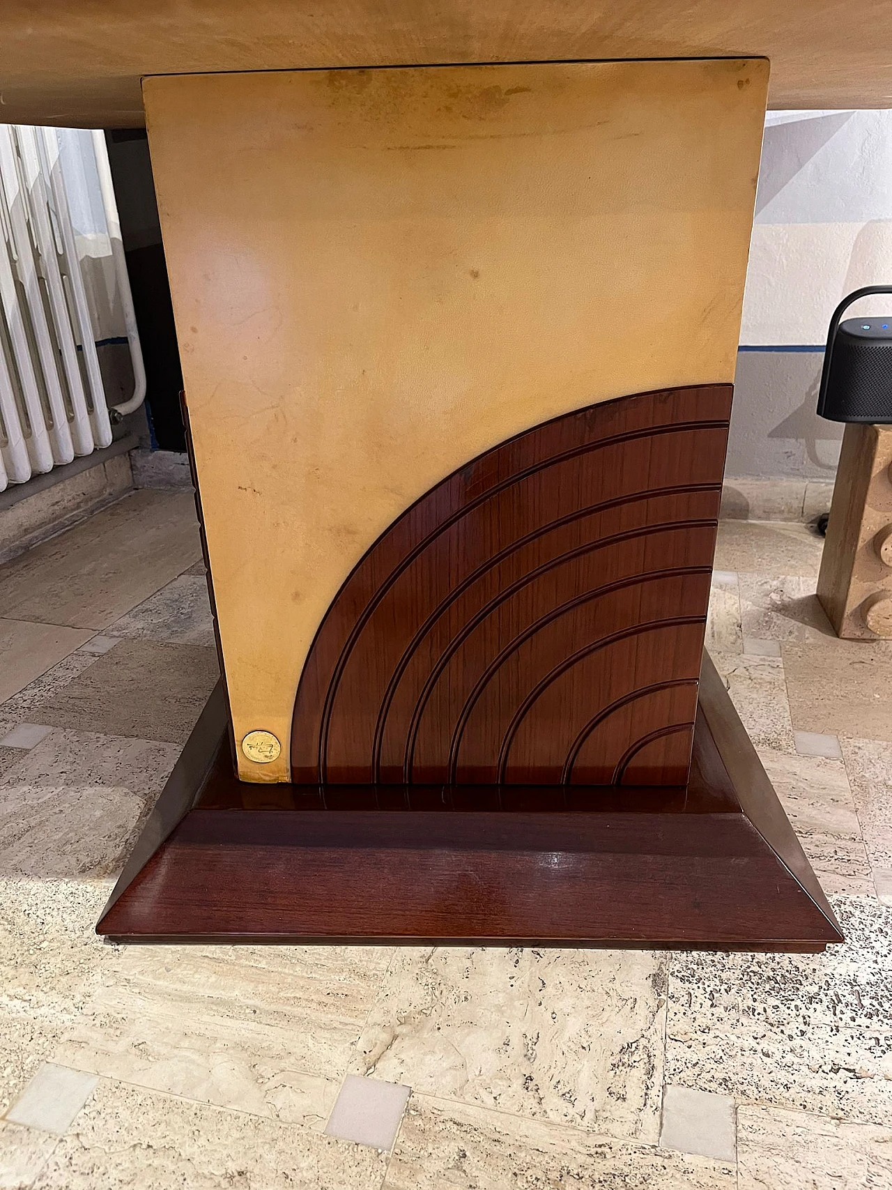 Mahogany and parchment table by Luciano Frigerio, 1960s 6