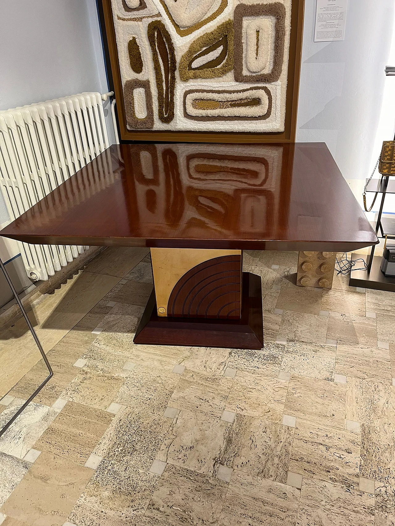 Mahogany and parchment table by Luciano Frigerio, 1960s 7