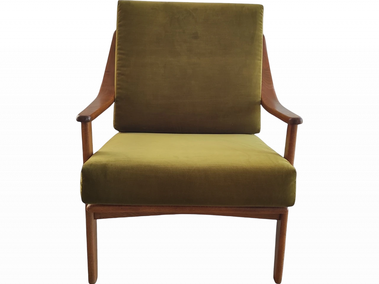 Wooden armchair with velvet and fabric cushions, 1960s 15