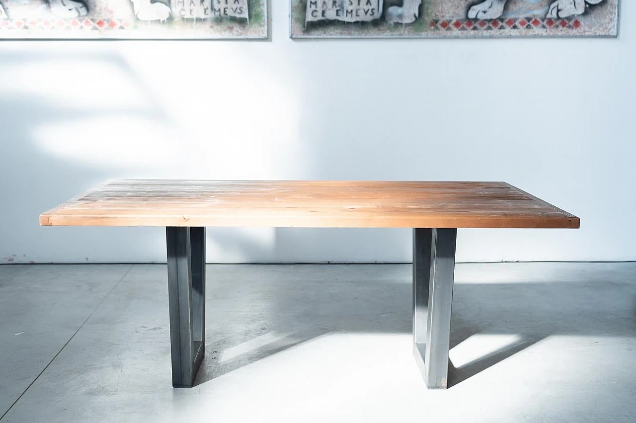 Spruce and iron industrial dining table 2