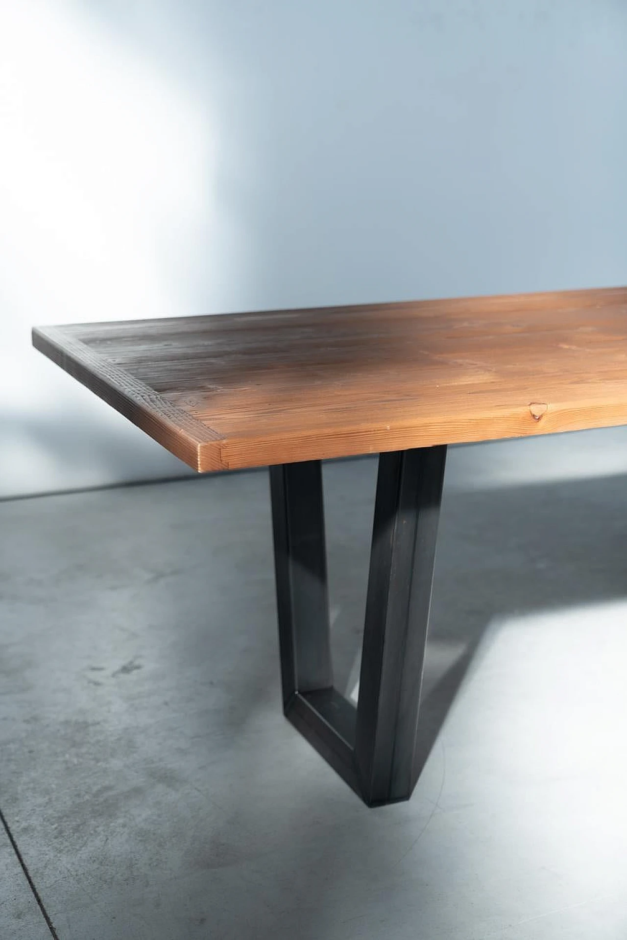 Spruce and iron industrial dining table 4