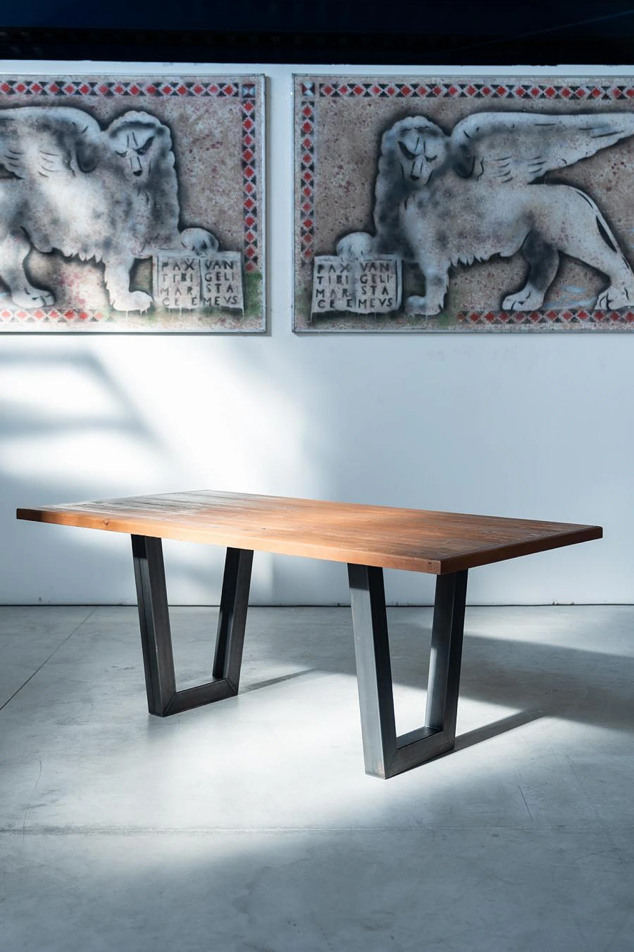 Spruce and iron industrial dining table 5