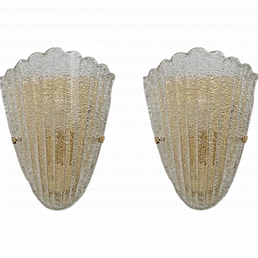 Pair of Murano glass wall sconces by Barovier & Toso, 1960s