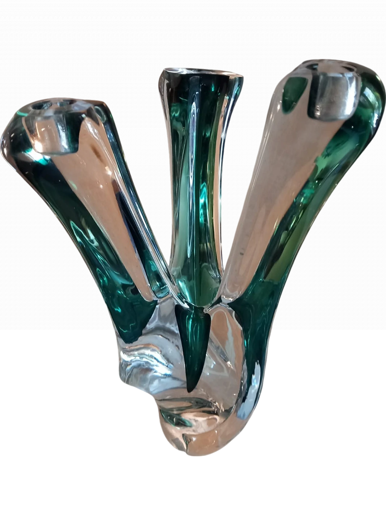 Three-flame crystal candle holder by Val Saint-Lambert, 1960s 5