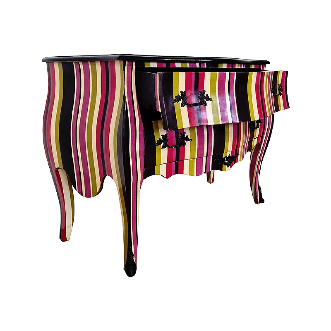 Baroque-style multicoloured dresser, 1980s 5