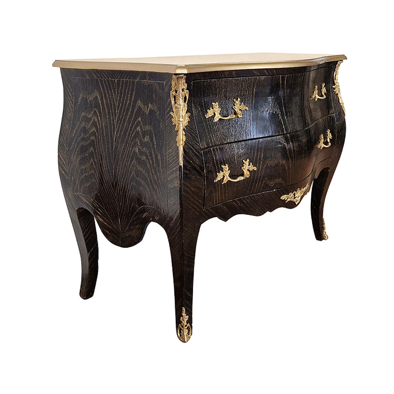 Lacquered wooden dresser in Baroque style with decorations, 1980s 1