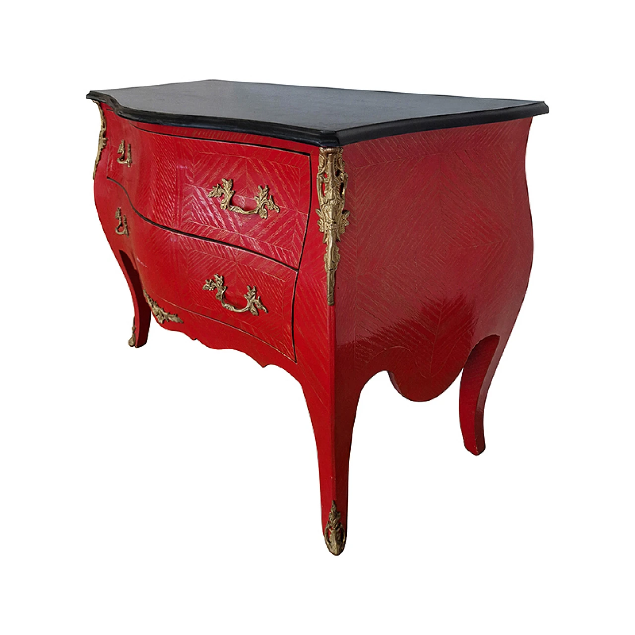 Antique red baroque chest of drawers 2