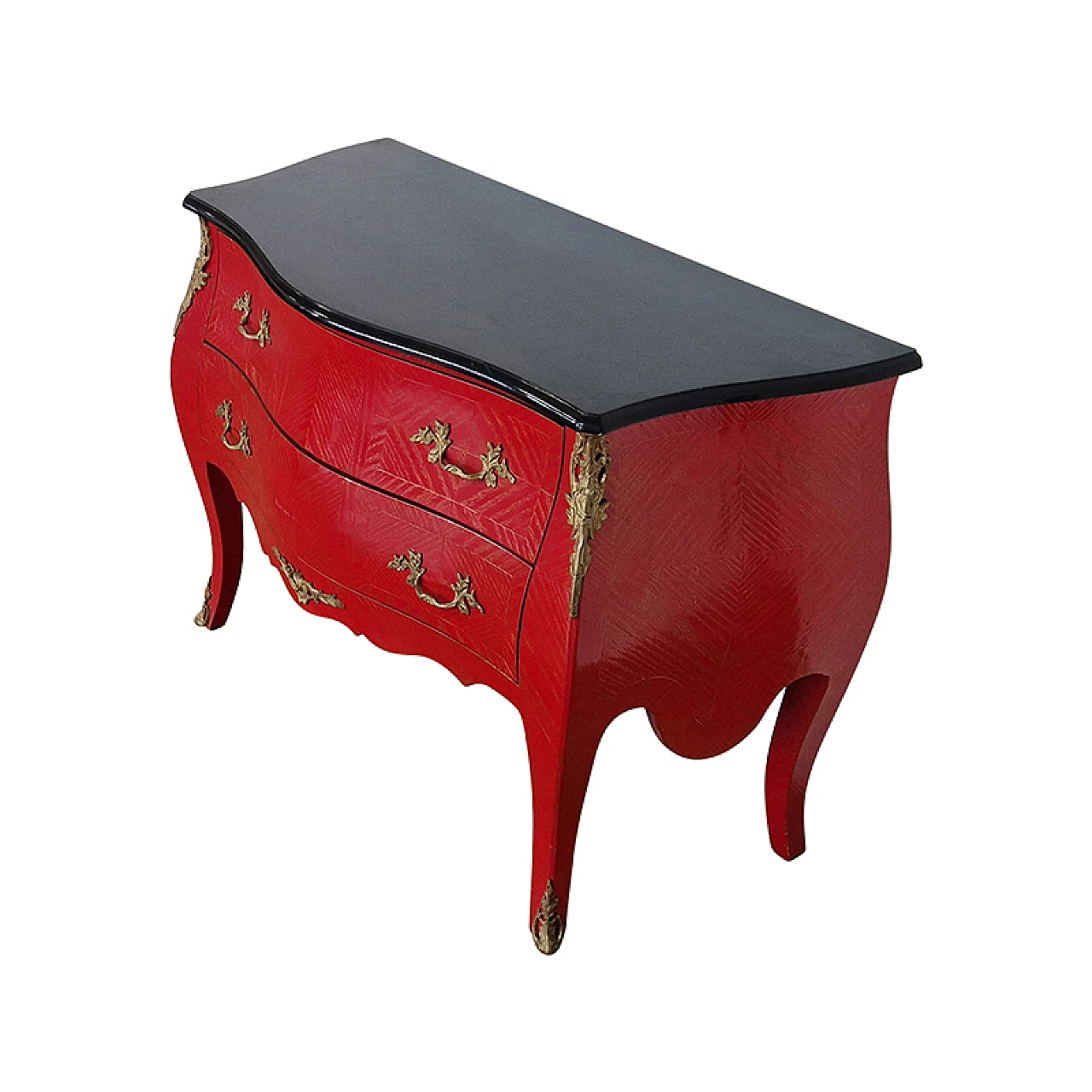 Antique red baroque chest of drawers 3