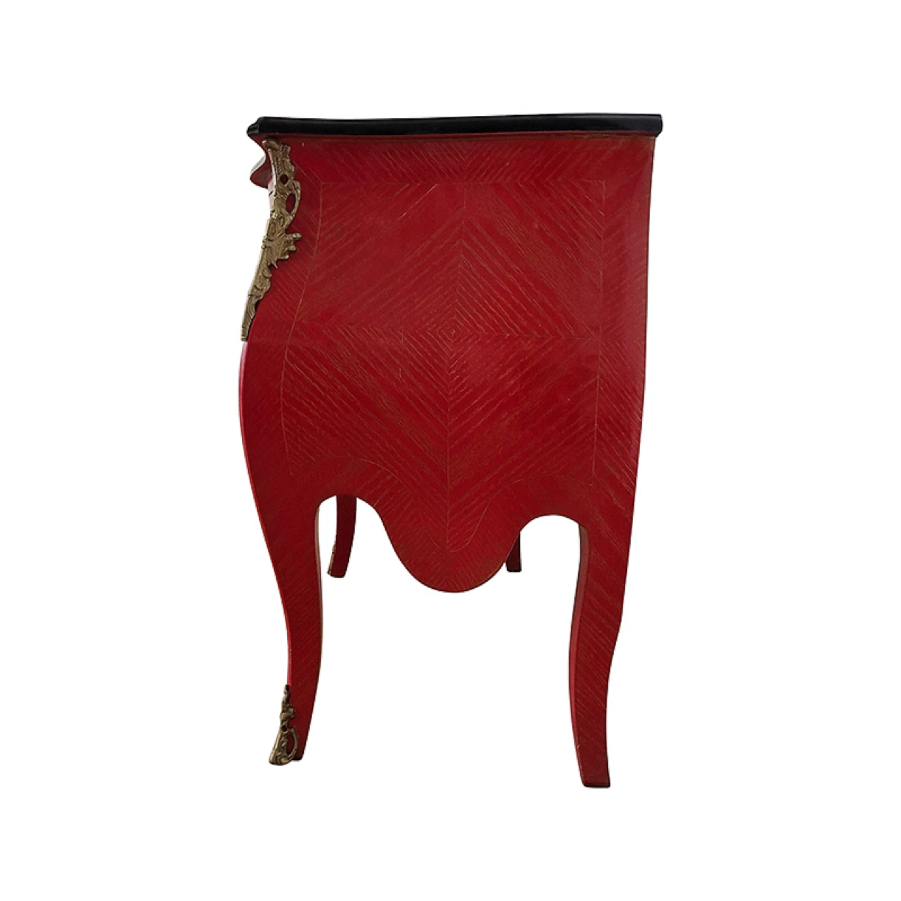 Antique red baroque chest of drawers 4