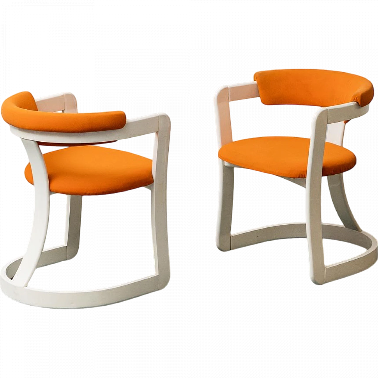 Pair of Brigitte chairs in white wood by Pozzi and Verga, 1970s 12