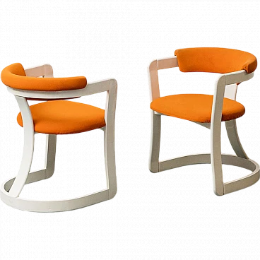 Pair of Brigitte chairs in white wood by Pozzi and Verga, 1970s