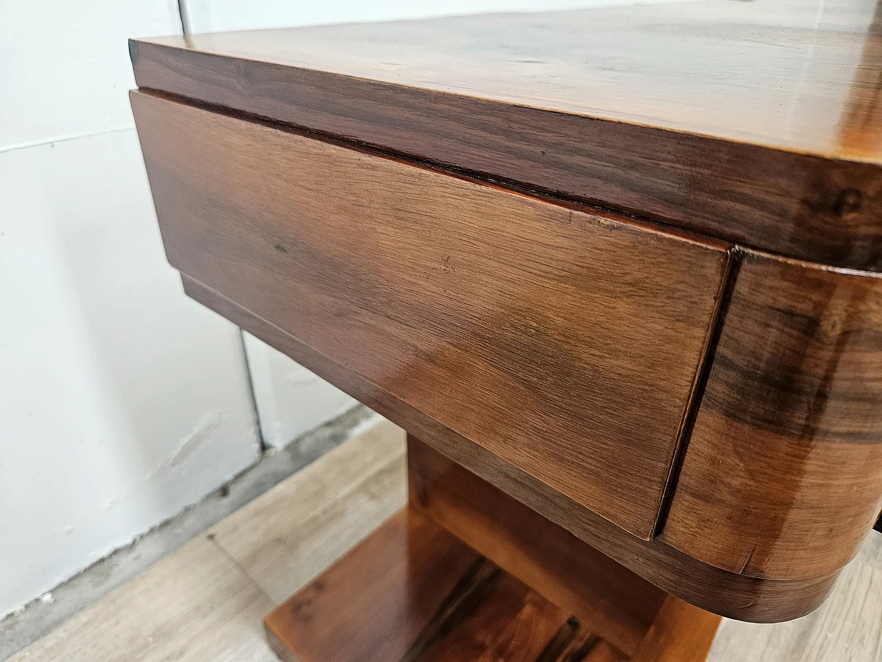 Art Deco briarwood console table with three drawers, 1930s 6