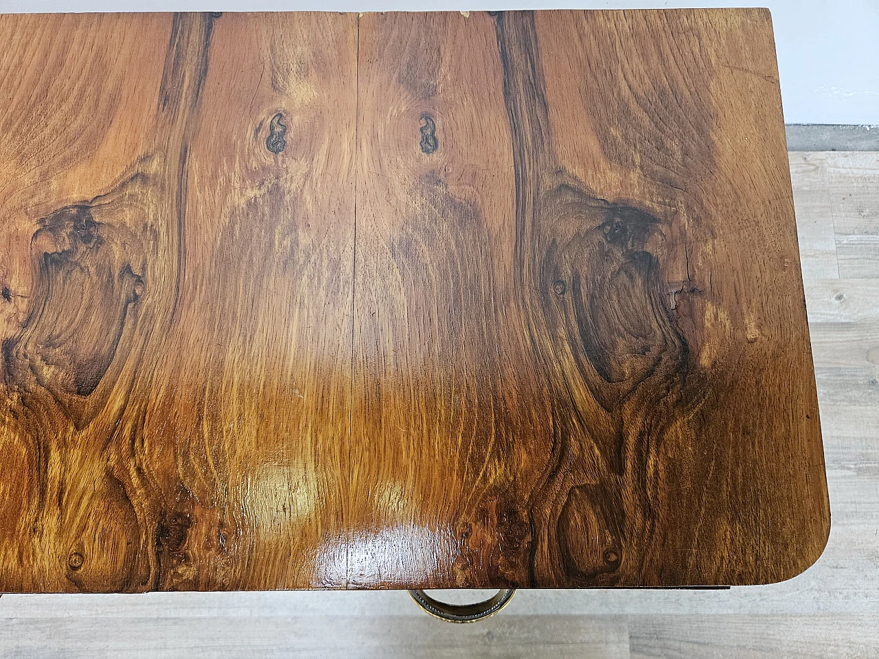 Art Deco briarwood console table with three drawers, 1930s 11