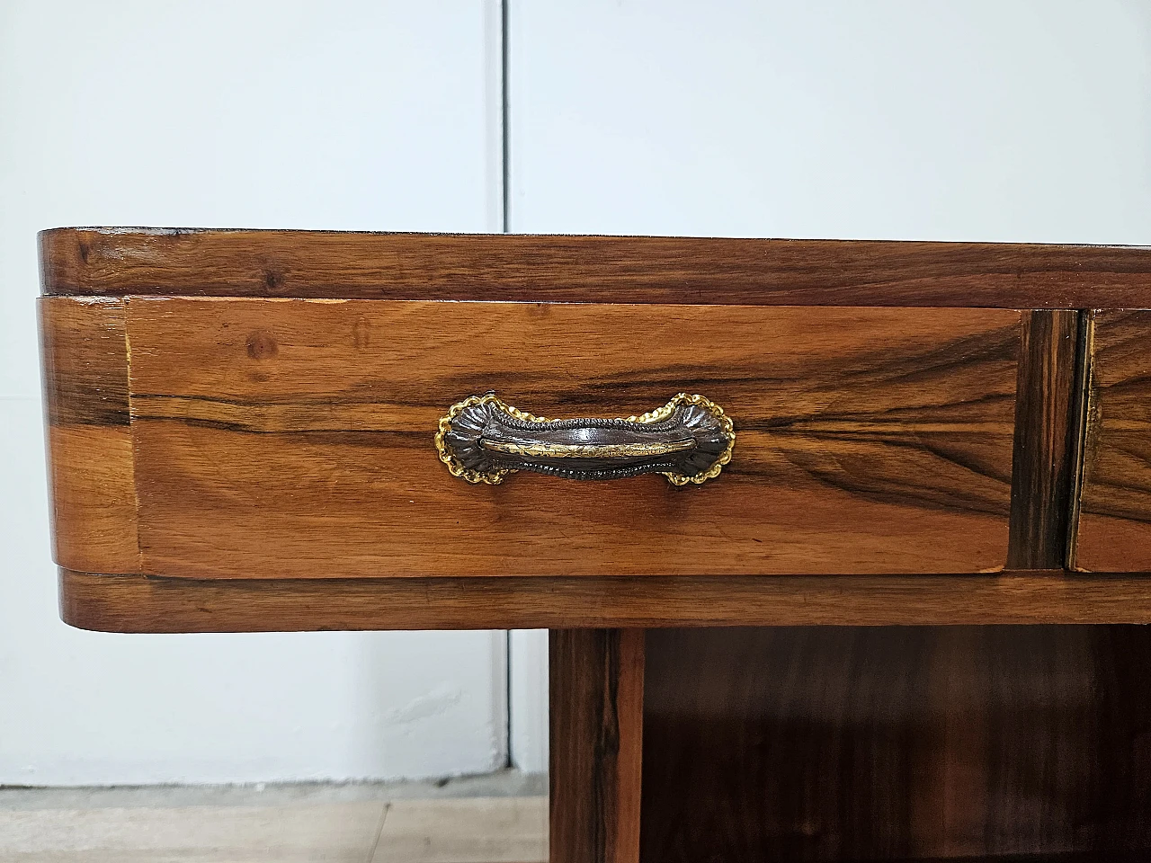 Art Deco briarwood console table with three drawers, 1930s 15