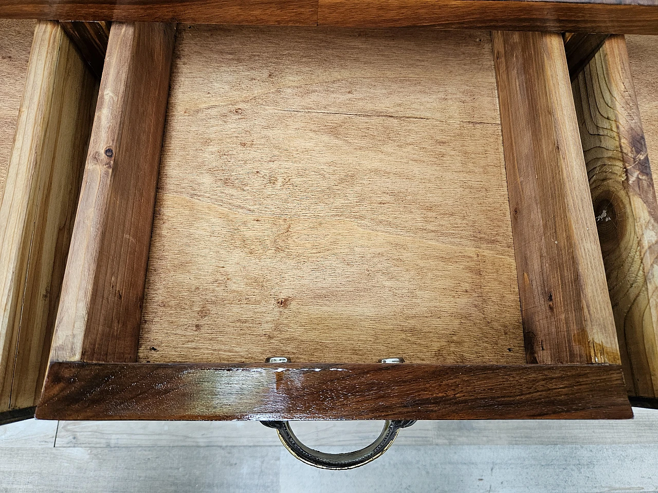 Art Deco briarwood console table with three drawers, 1930s 21