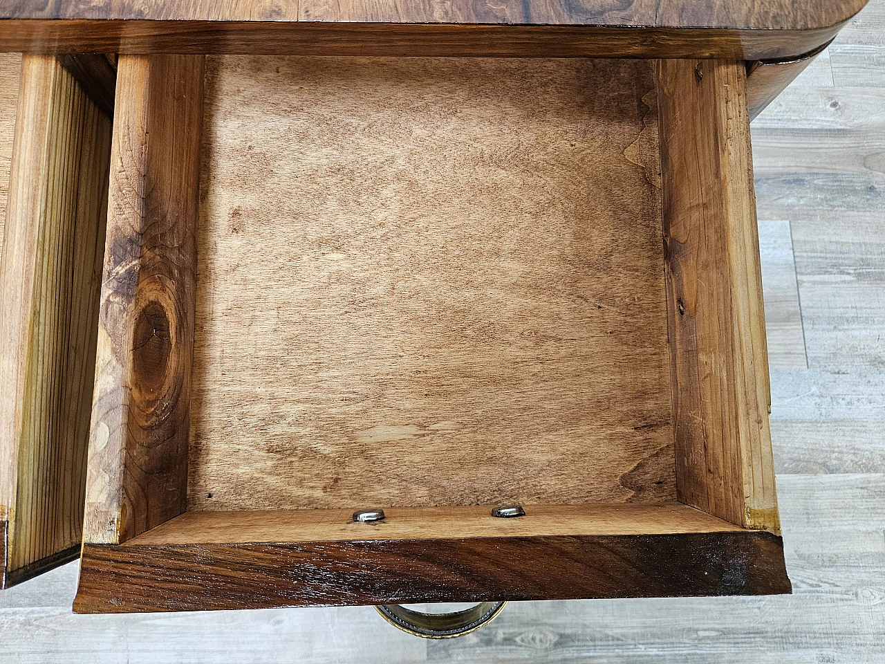 Art Deco briarwood console table with three drawers, 1930s 22