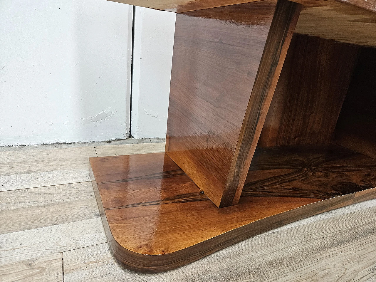 Art Deco briarwood console table with three drawers, 1930s 24