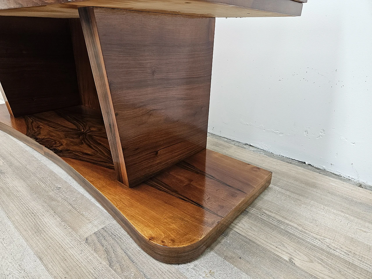 Art Deco briarwood console table with three drawers, 1930s 27