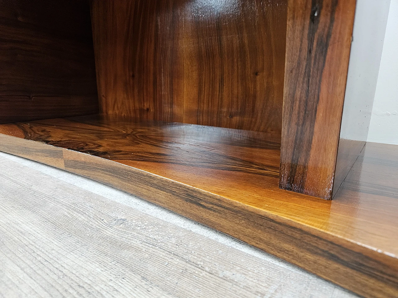 Art Deco briarwood console table with three drawers, 1930s 29