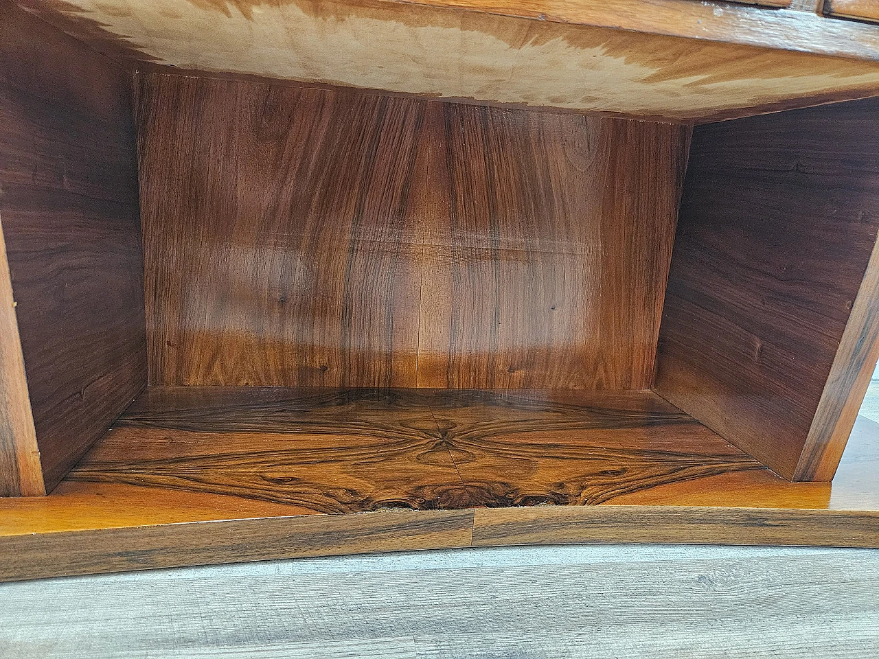 Art Deco briarwood console table with three drawers, 1930s 30