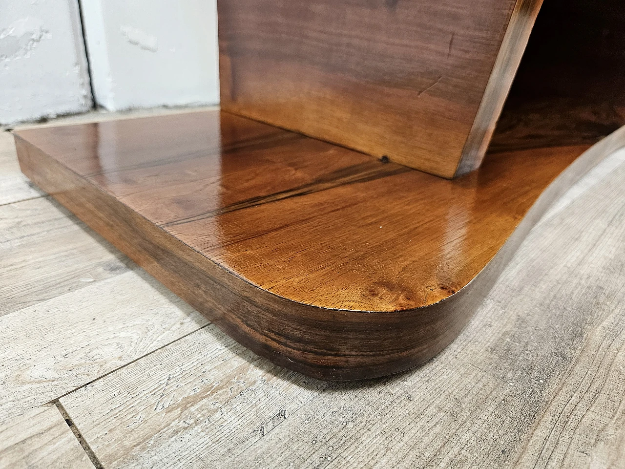 Art Deco briarwood console table with three drawers, 1930s 32