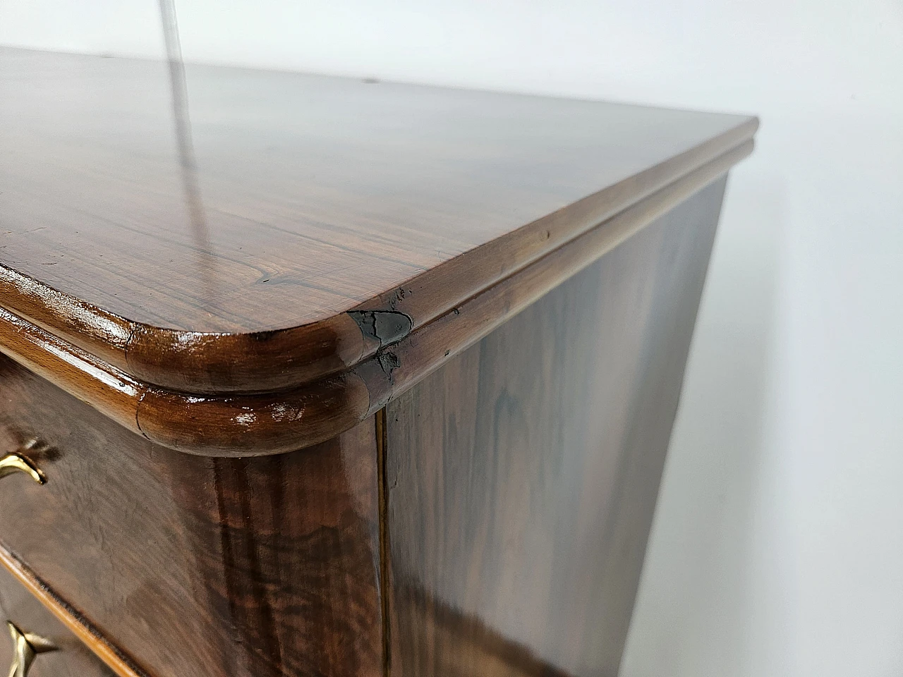 Art Deco walnut and maple dresser with mirror, 1940s 21