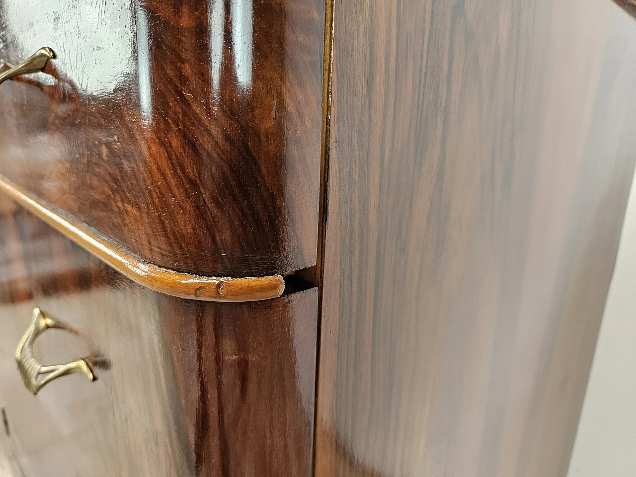 Art Deco walnut and maple dresser with mirror, 1940s 23