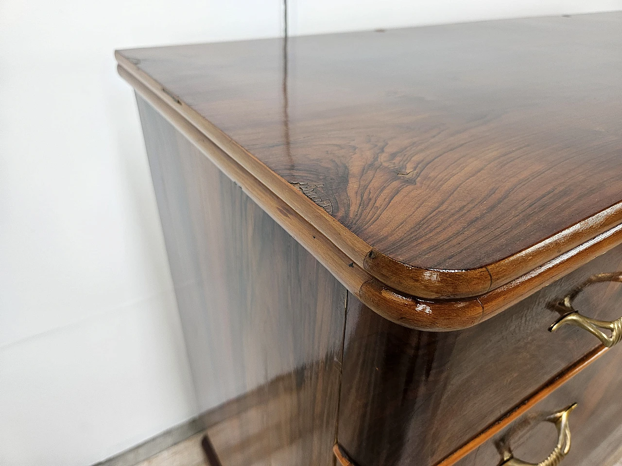 Art Deco walnut and maple dresser with mirror, 1940s 27