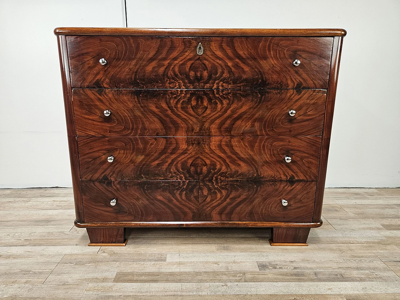 Walnut dresser with silvered knobs, 1930s 1