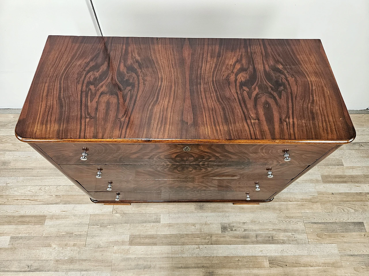 Walnut dresser with silvered knobs, 1930s 2