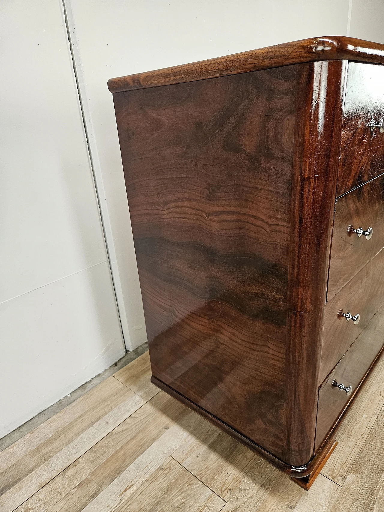 Walnut dresser with silvered knobs, 1930s 3