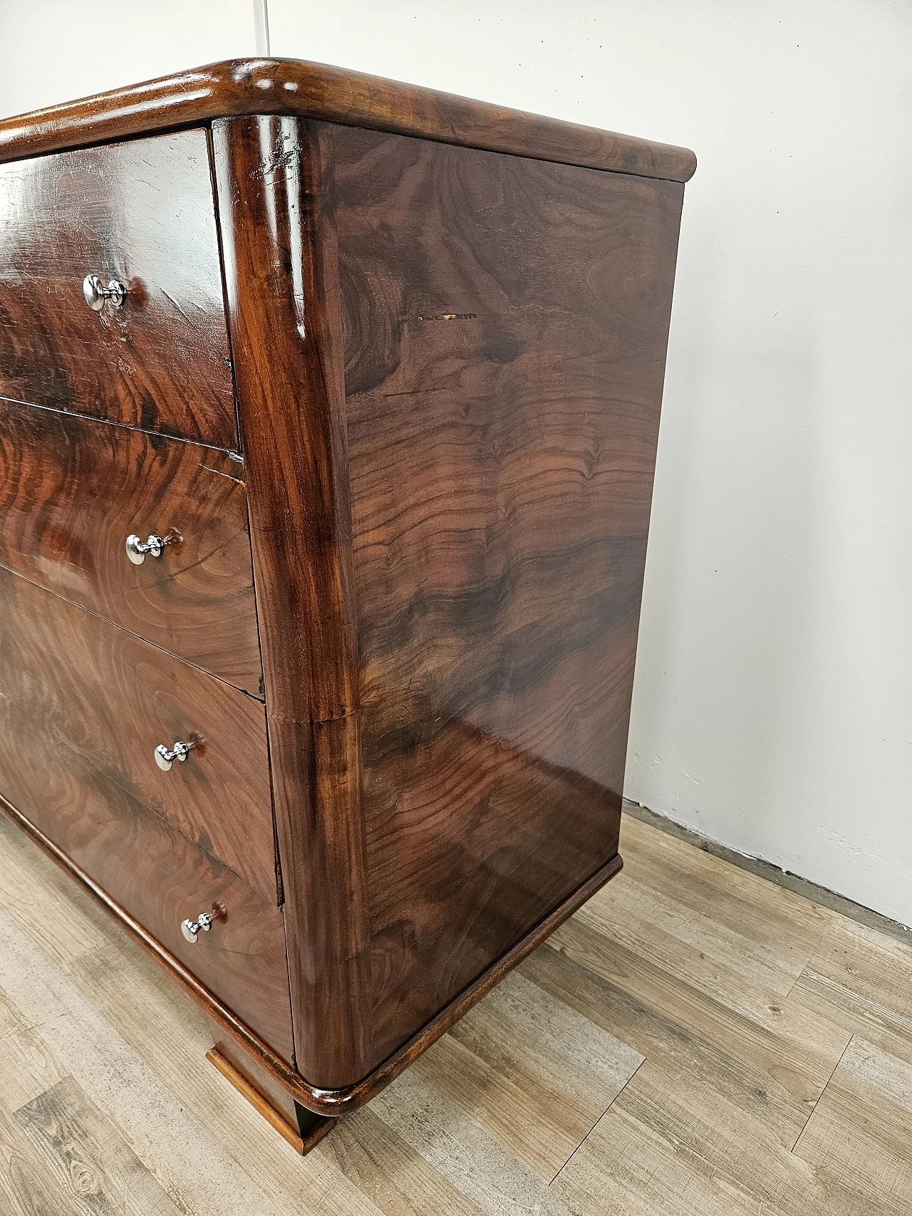 Walnut dresser with silvered knobs, 1930s 4