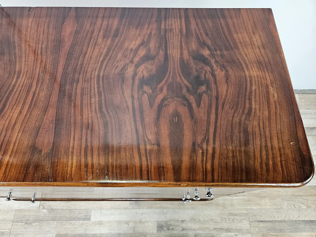 Walnut dresser with silvered knobs, 1930s 8