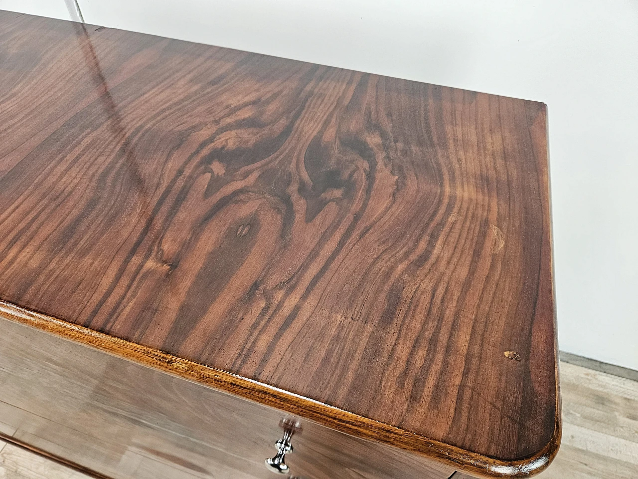 Walnut dresser with silvered knobs, 1930s 12