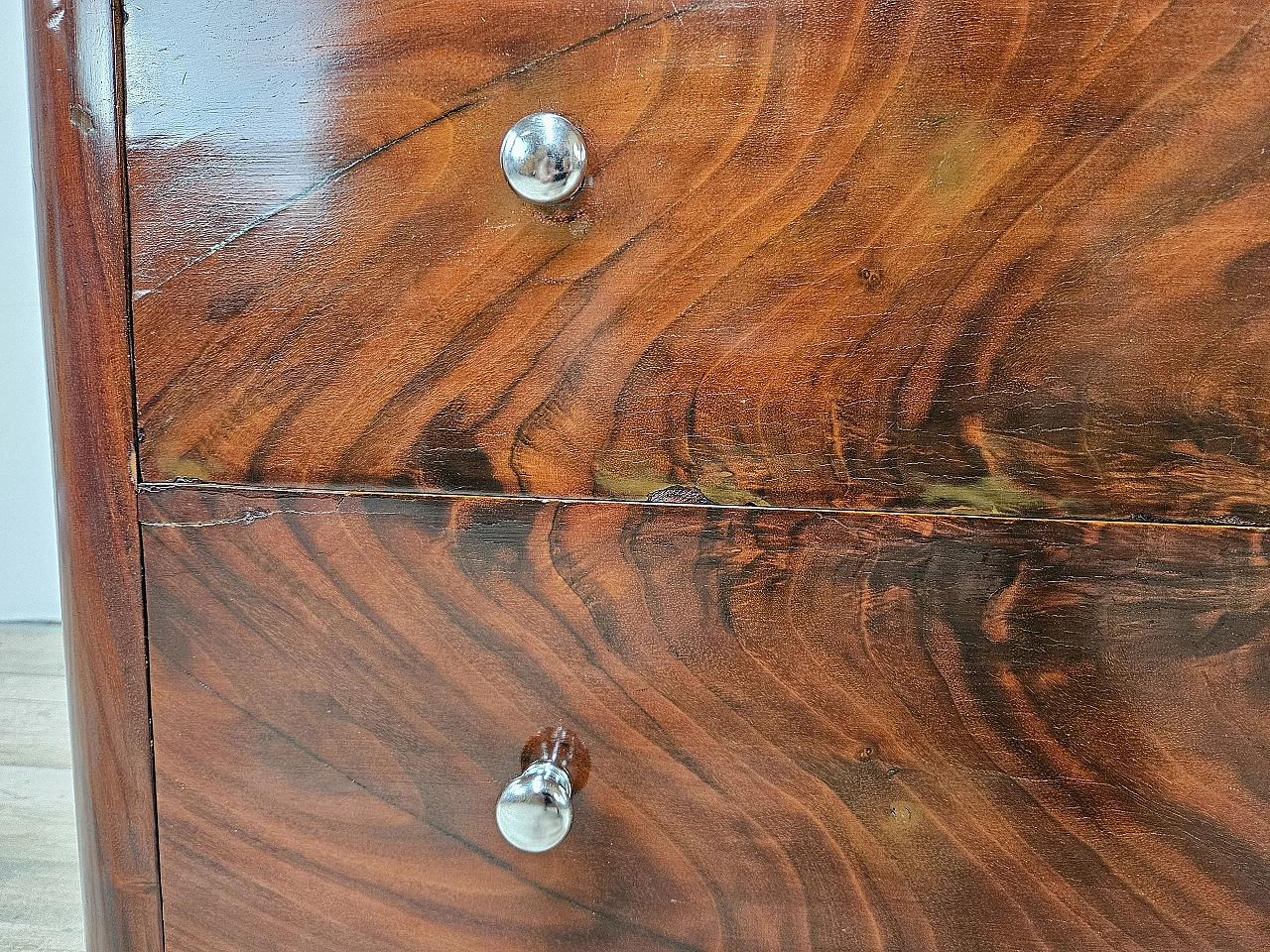 Walnut dresser with silvered knobs, 1930s 26