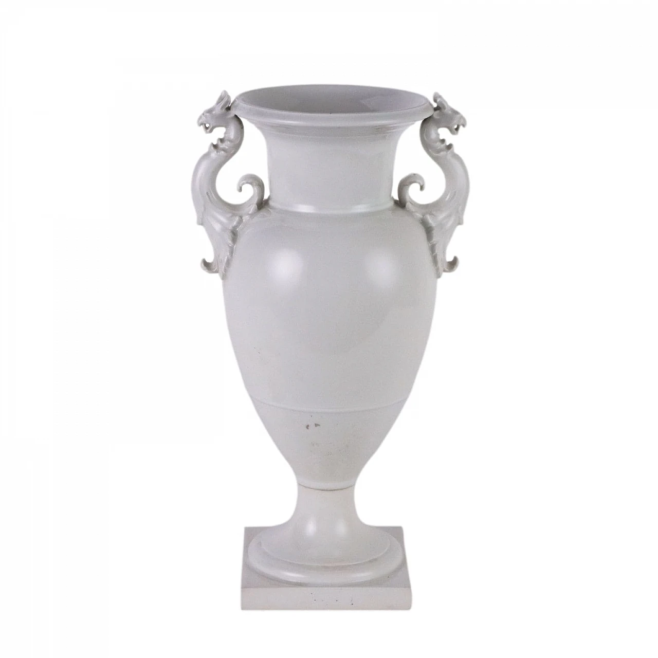 White porcelain amphora vase with leaf volutes by KPM 1